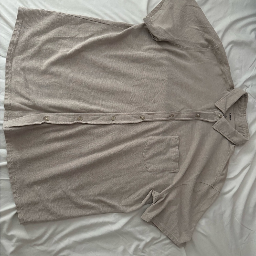 Sonoma Beige Textured Short Sleeve Shirt